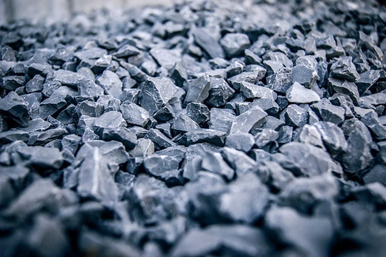 Detailed view of jagged grey stones, highlighting texture and natural pattern.